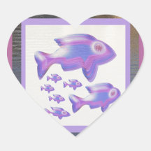 Exotic Fish FAMILY Heart Sticker
