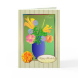 Exotic flowers in a vase - Sister Birthday Card