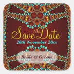 Exotic Gold Jewels Save the Date Sticker