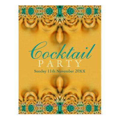 Exotic Gold & Teal Party Invitation Postcard