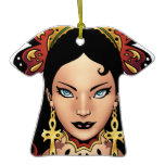 Exotic Gothic Queen with Ankh Earrings by Al Rio Christmas Tree Ornament