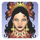 Exotic Gothic Queen with Ankh Earrings by Al Rio Square Stickers