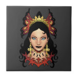 Exotic Gothic Queen with Ankh Earrings by Al Rio Ceramic Tile