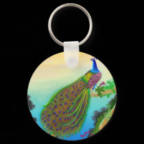 Exotic Green Peacock keychains