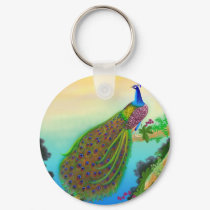 Exotic Green Peacock keychains by twopurringcats Exotic Green Peacock keychains