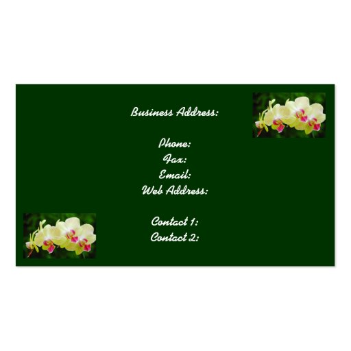 Exotic Orchids Business Card (back side)