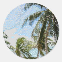 Exotic Palm Trees Round Stickers