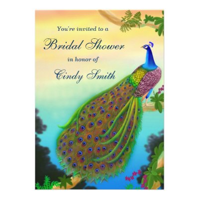 Exotic Peacock Bridal Shower Invitation