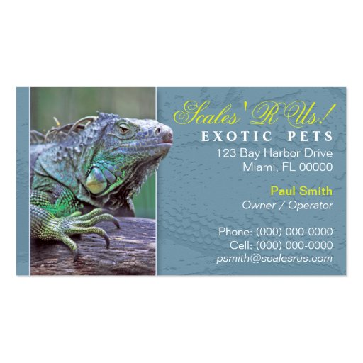 Exotic Pets Business Card (front side)