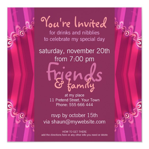 Exotic Pink Girls Boudoir Party  Invitation