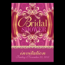 Exotic Pink Gold Frills Bridal Shower Party invitations