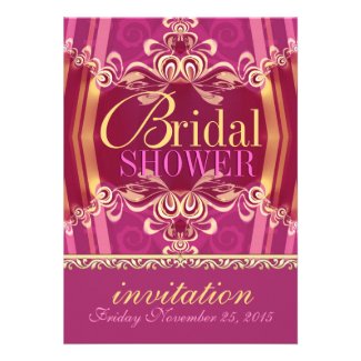 Exotic Pink Gold Frills Bridal Shower Party Invite