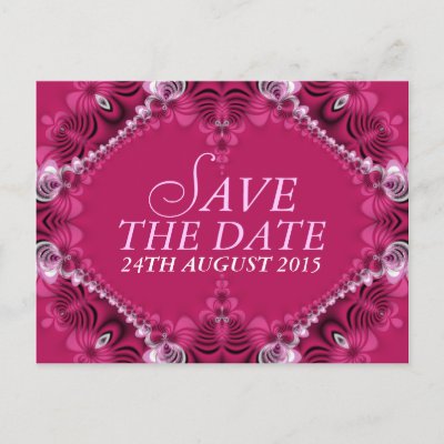 Exotic Pink Lacy Save the Date Postcard