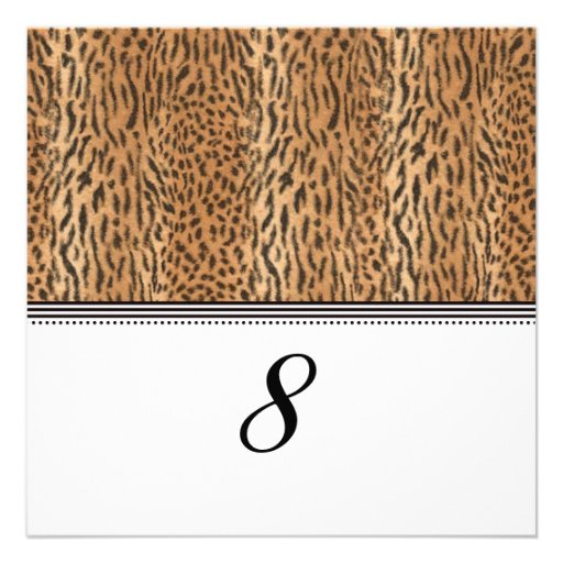 Exotic Print Animal Skin Reception Table Number Personalized Invites (front side)