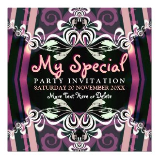  Bright Purple Hot Pink Party Invitations