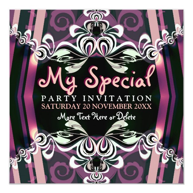 Exotic Purple Girls Boudoir Party  Invitations
