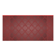 Exotic Red and Black damask wedding gift Personalized Photo Card