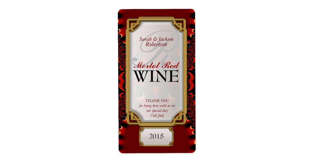 Exotic Red Black Lace Custom Wine Bottle Labels Zazzle