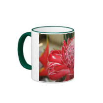 Exotic red torch ginger flower cup! mugs