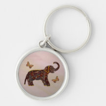 Exotic Rose Elephant Keychain