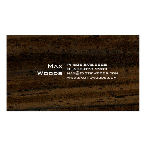 Exotic Wood Business Card with autumn Leaf (back side)