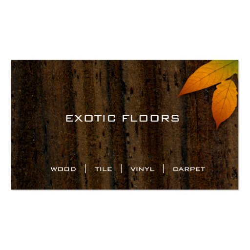 Exotic Wood Business Card with autumn Leaf
