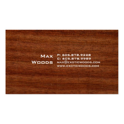 Exotic Wood Business Card with autumn Leaf 2 (back side)