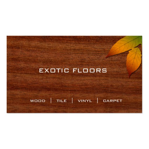 Exotic Wood Business Card with autumn Leaf 2