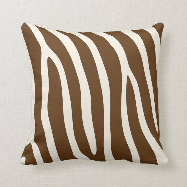 Exotic Zebra Stripes in Brown Throw Pillow