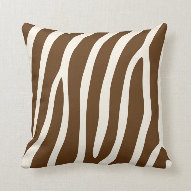 Exotic Zebra Stripes in Brown Throw Pillow