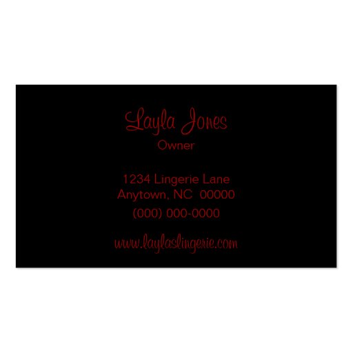 Exotica Curves Business Card, Red (back side)