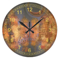Expansion – Golden Shimmering City Dreams wall clocks