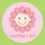 Expecting a Girl Round Sticker