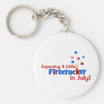 Expecting A Little Firecracker in July Keychain