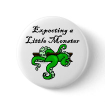 Expecting a little monster pinback button