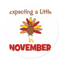 Expecting A Little Turkey in November! Round Stickers