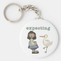 Expecting - African American Mom to Be and Stork Key Chains