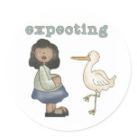 Expecting - African American Mom to Be and Stork Sticker
