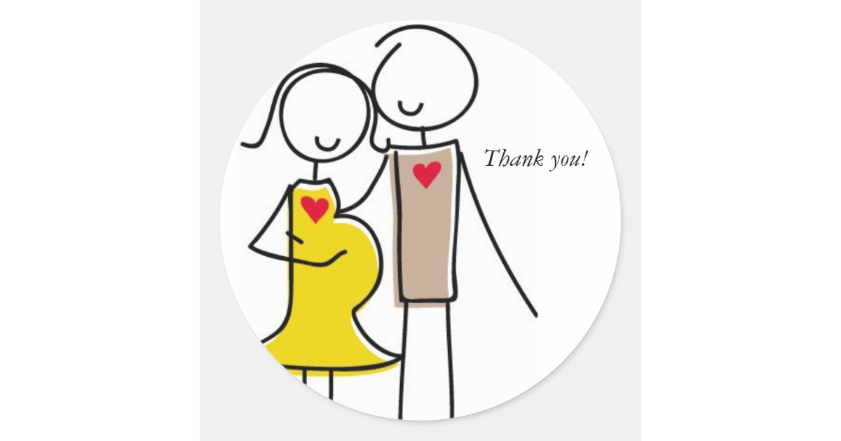 Expecting Couple Stickers, Gender Neutral Classic Round ...