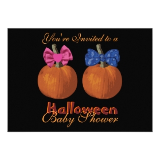 Expecting Twins Halloween Baby Shower Invitations