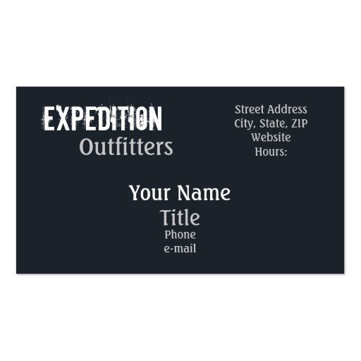 Expedition Outfitters Business Card (back side)