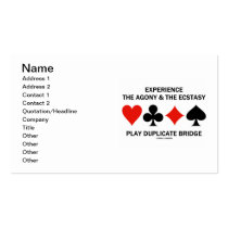 Experience Agony Esctasy Play Duplicate Bridge Business Card Template