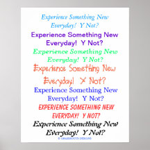 Experience Something New Everyday!  Y Not? Posters