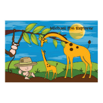 Explorer on a Jungle Safari Kids Room Decor Poster posters by mistyqe Explorer on a Jungle Safari Kids Room Decor Poster posters