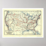 Explorer Routes In America 1907 Poster