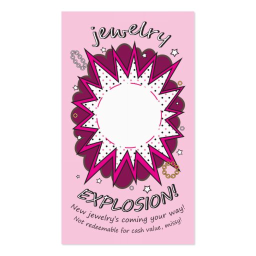 Explosion Card: Jewelry, Cheeky Pink Business Card (front side)