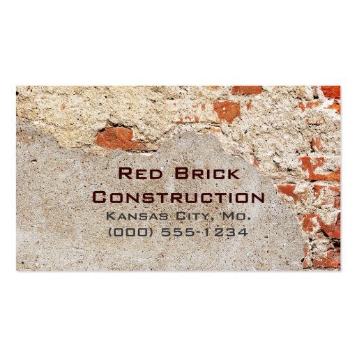 Exposed Brick and Mortar Business Card (back side)