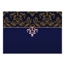 Expressive maroon damask pattern announcements