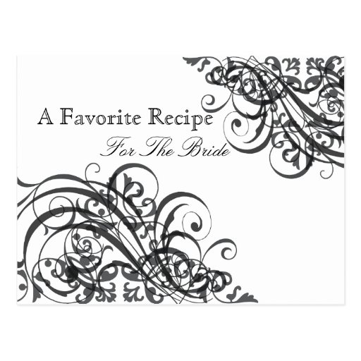 Exquisite Baroque B&W Bridal Shower Recipe Card | Zazzle