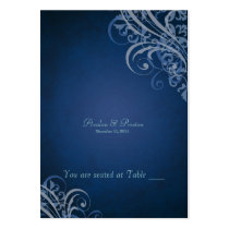 Exquisite Baroque Blue Scroll Placecard Business Card Template